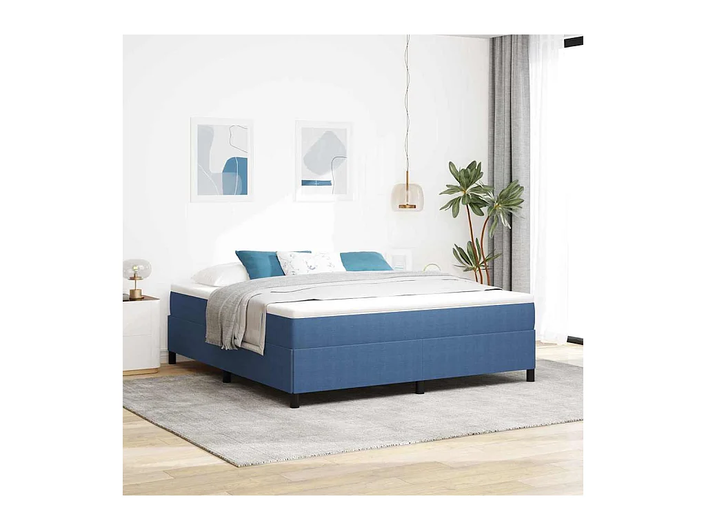 Cadre de lit Bleu 180 x 200 cm Tissu en velours côtelé