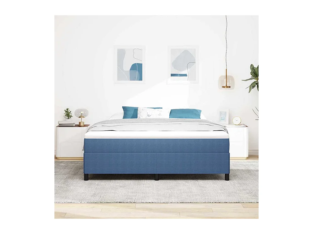 Cadre de lit Bleu 180 x 200 cm Tissu en velours côtelé