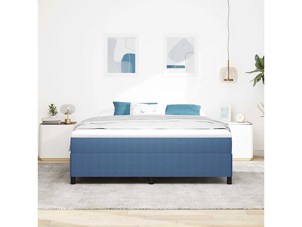 Estrutura da Cama Azul 180 x 200 cm Tecido de veludo côtelé