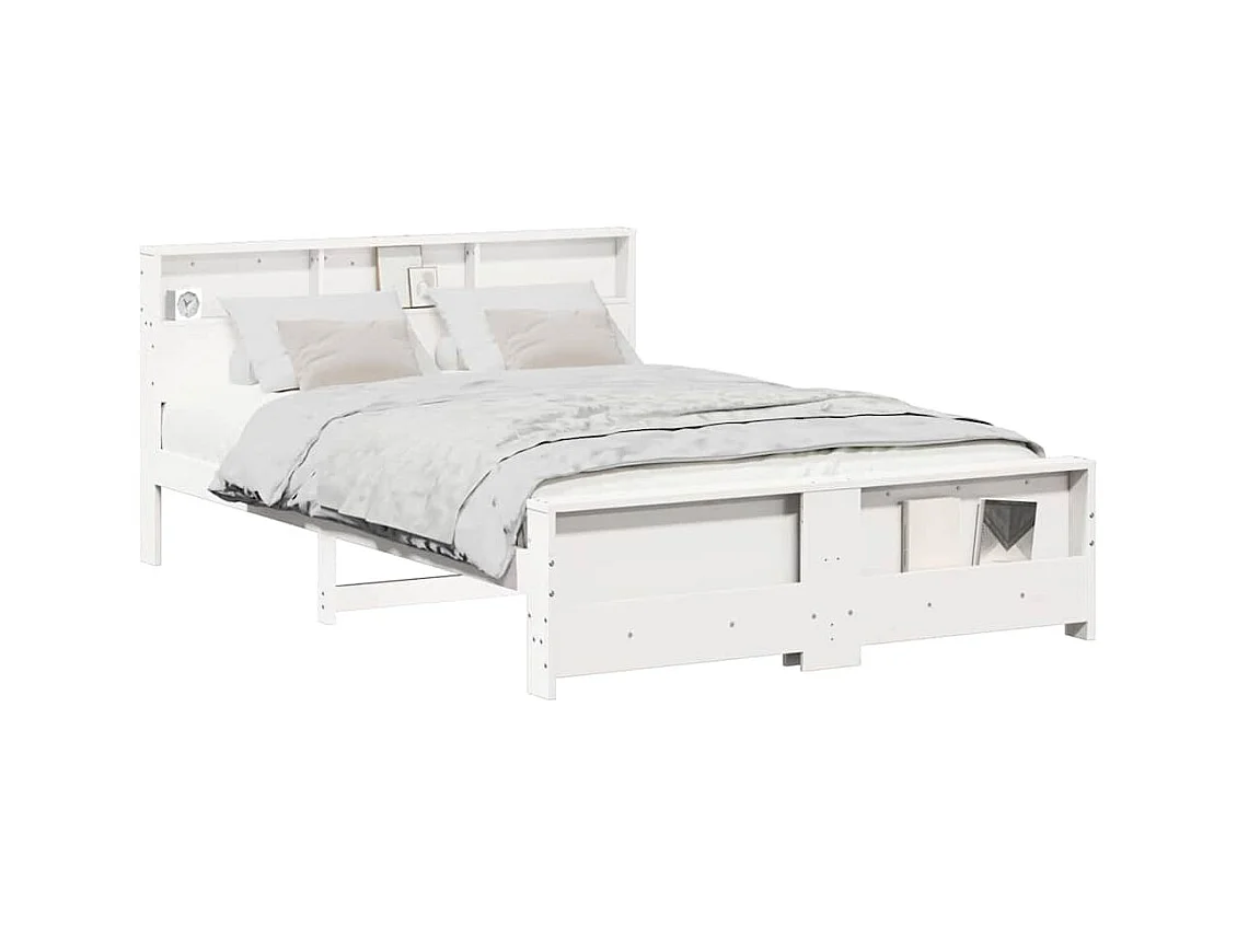 Cadre de lit Blanc 140 x 200 cm Bois massif en pin