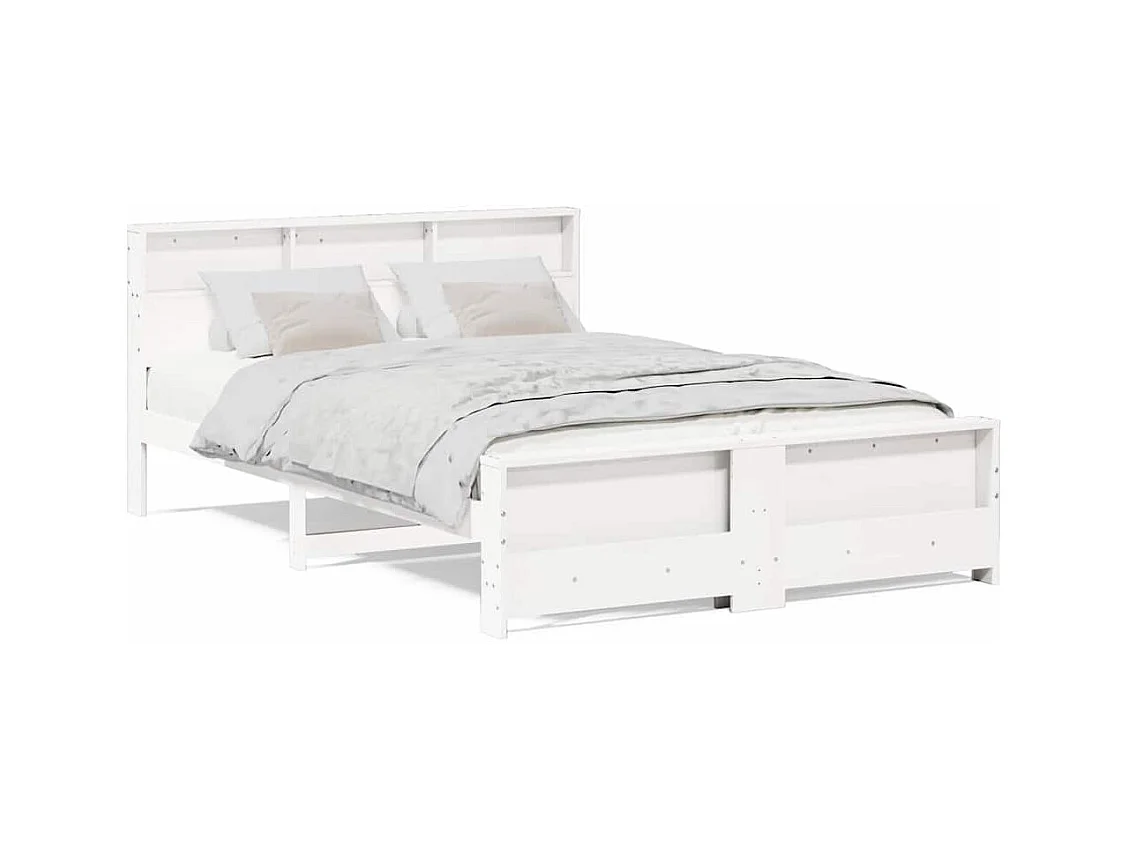 Cadre de lit Blanc 140 x 200 cm Bois massif en pin