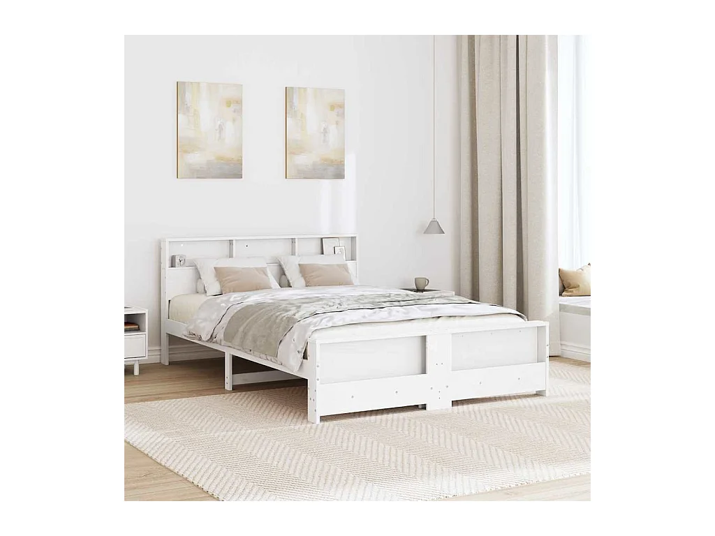 Cadre de lit Blanc 140 x 200 cm Bois massif en pin