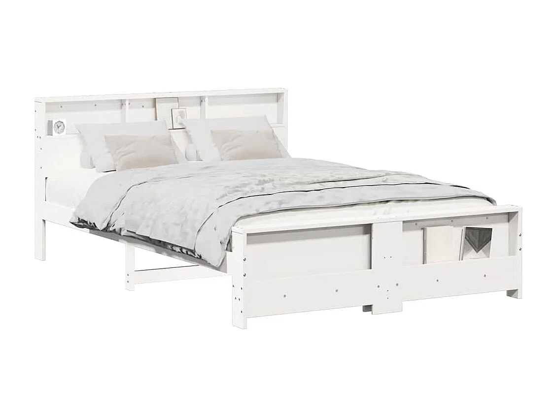 Cadre de lit Blanc 140 x 200 cm Bois massif en pin