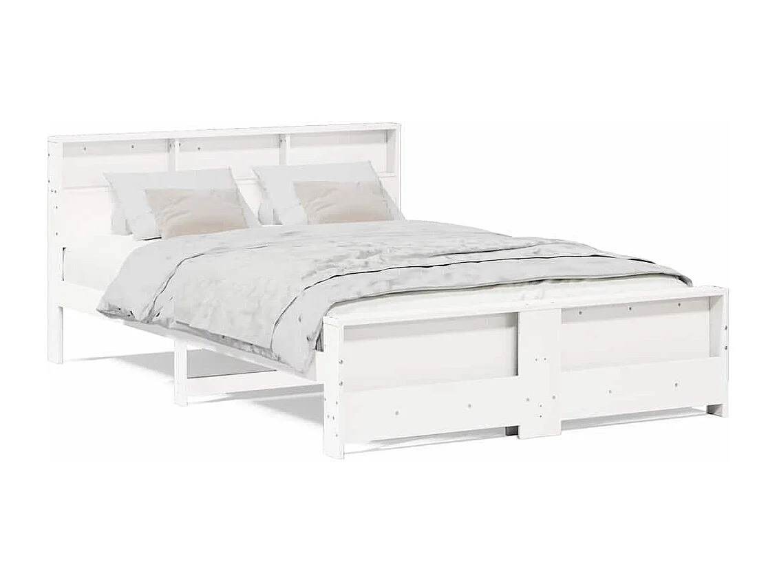 Cadre de lit Blanc 140 x 200 cm Bois massif en pin