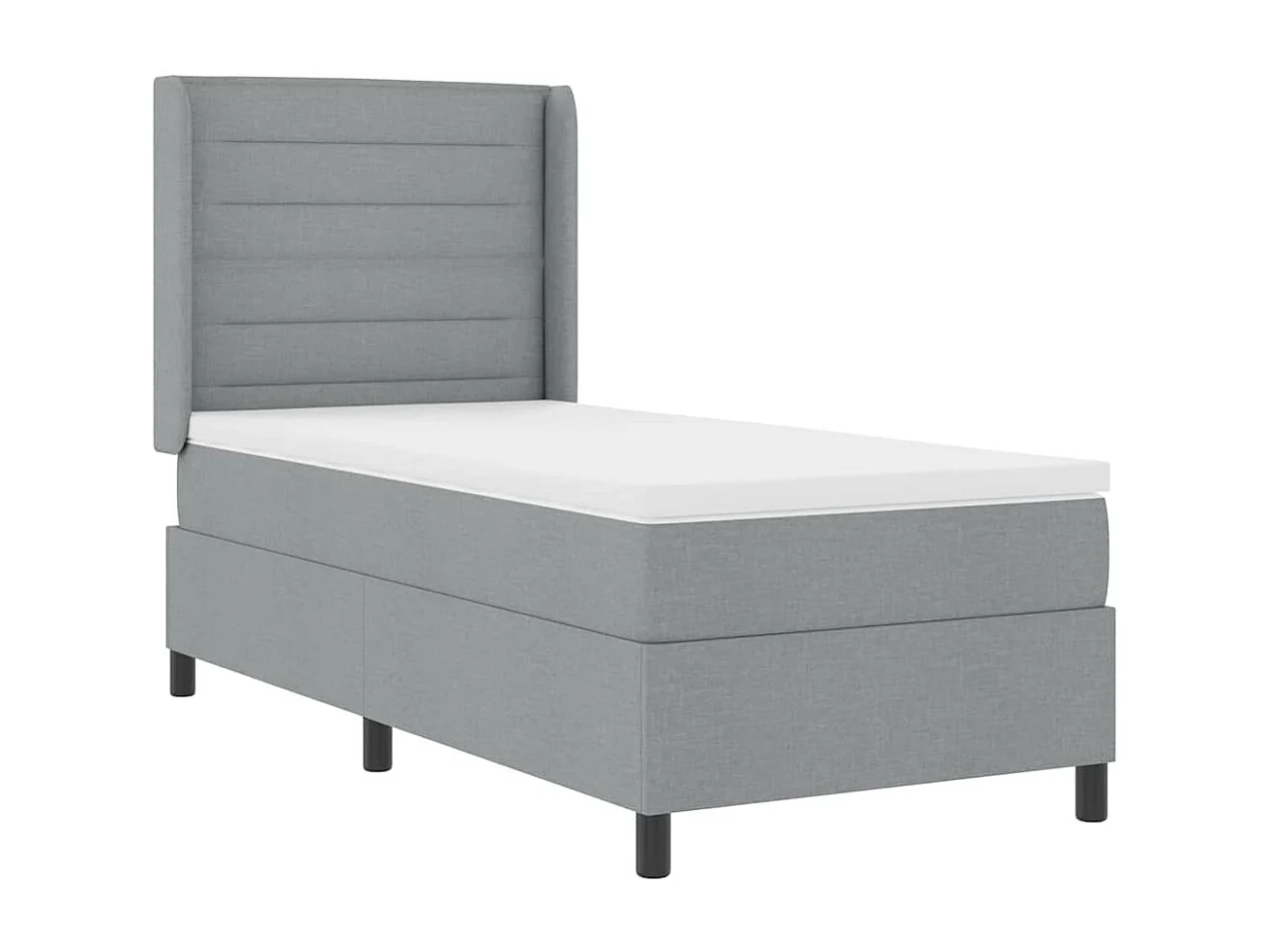 Cadre de lit avec matelas Gris clair 100 x 200 cm tissu