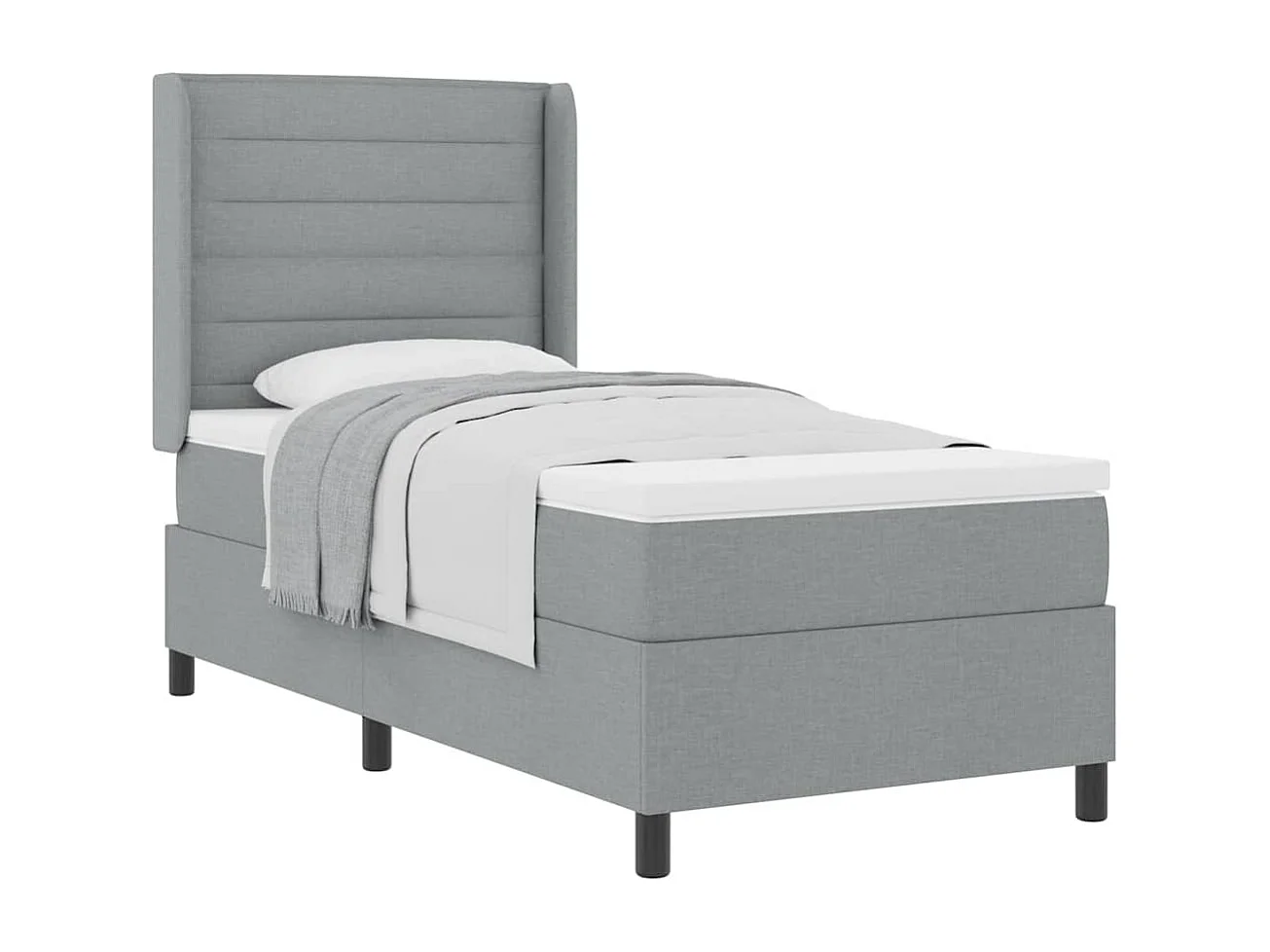 Cadre de lit avec matelas Gris clair 100 x 200 cm tissu