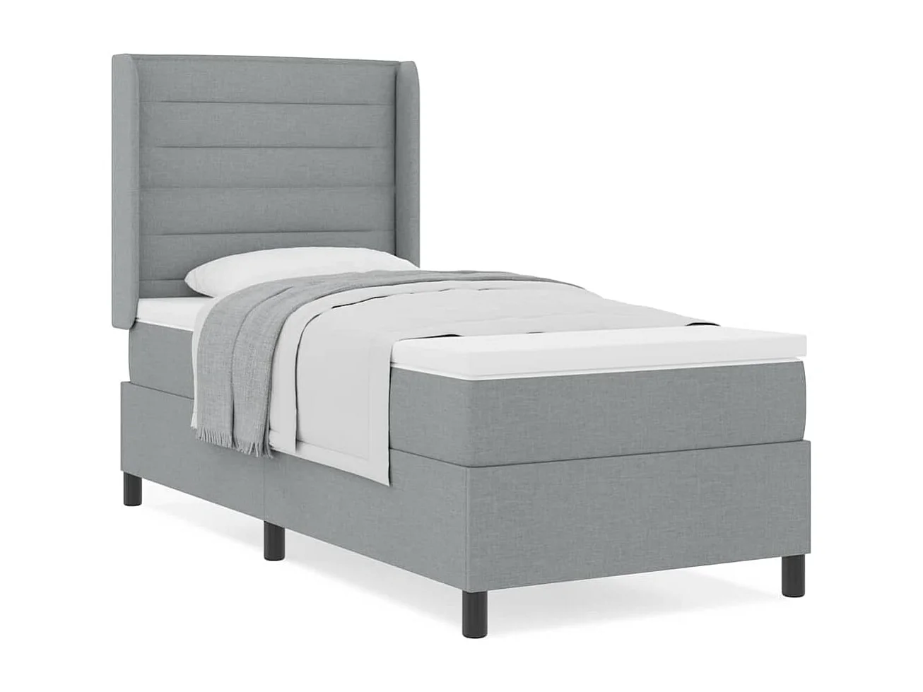 Cadre de lit avec matelas Gris clair 100 x 200 cm tissu