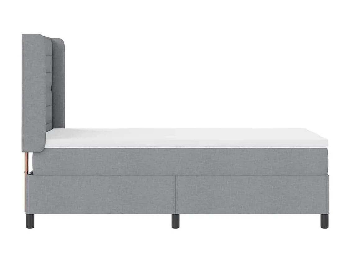 Cadre de lit avec matelas Gris clair 100 x 200 cm tissu