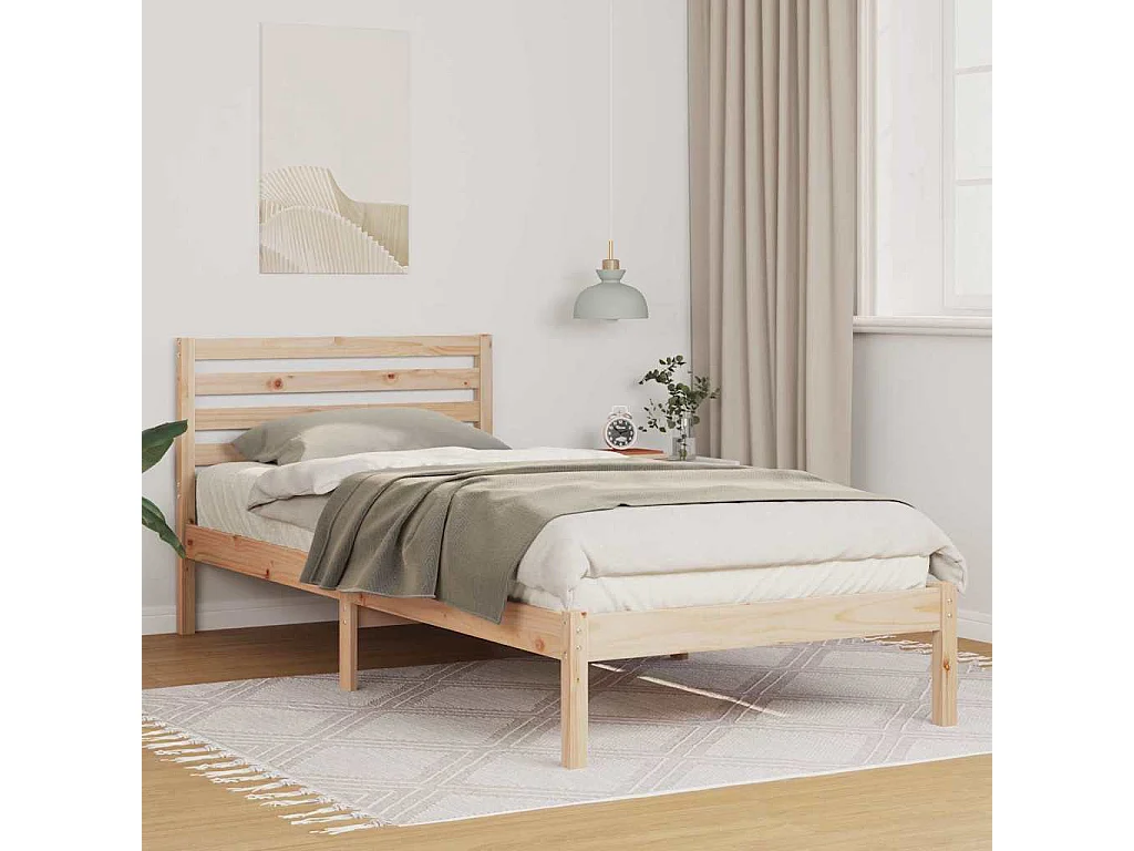 Estrutura da Cama Castanho 90 x 210 cm Madeira de pinho maciça