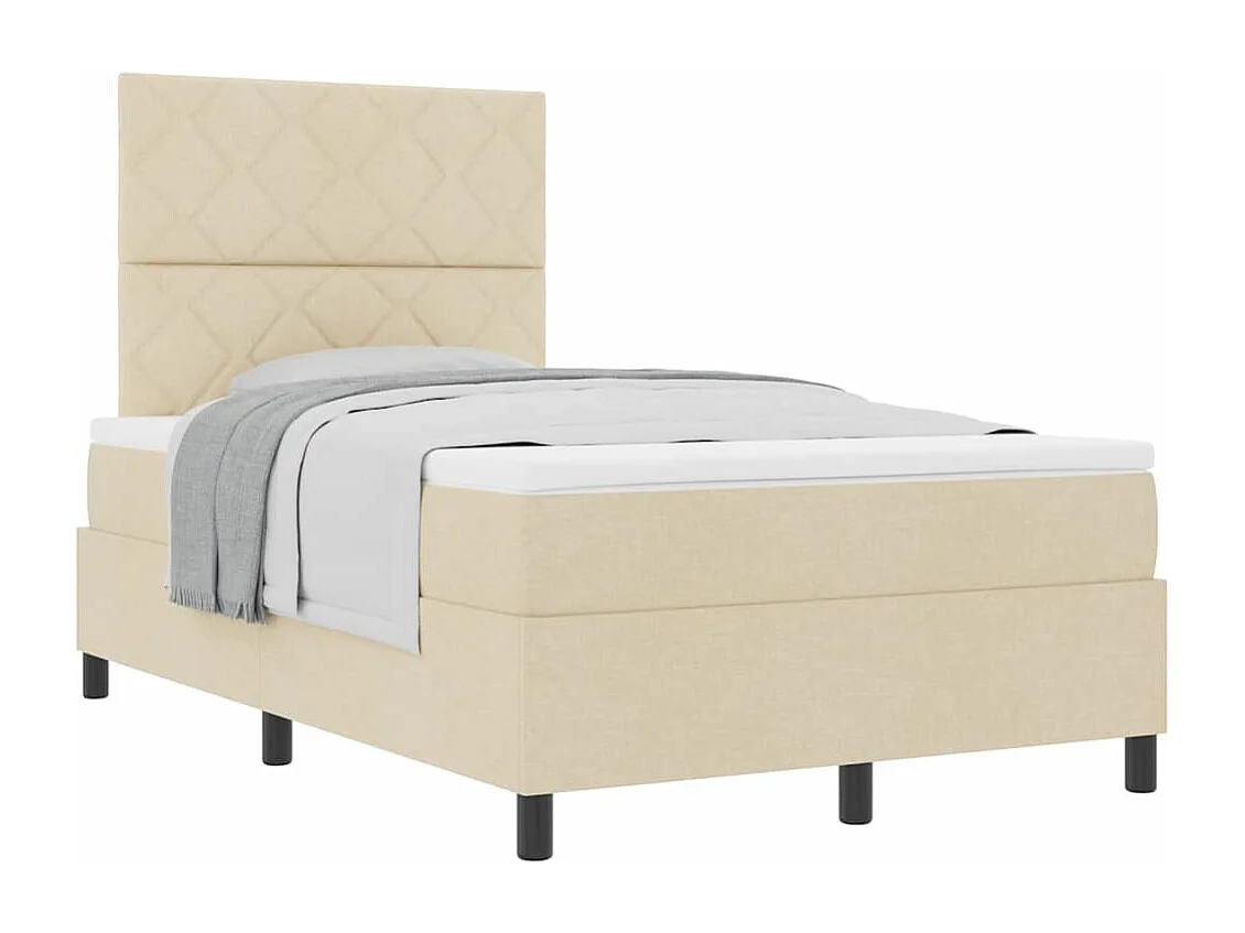 Cadre de lit avec matelas Crème 120 x 200 cm tissu