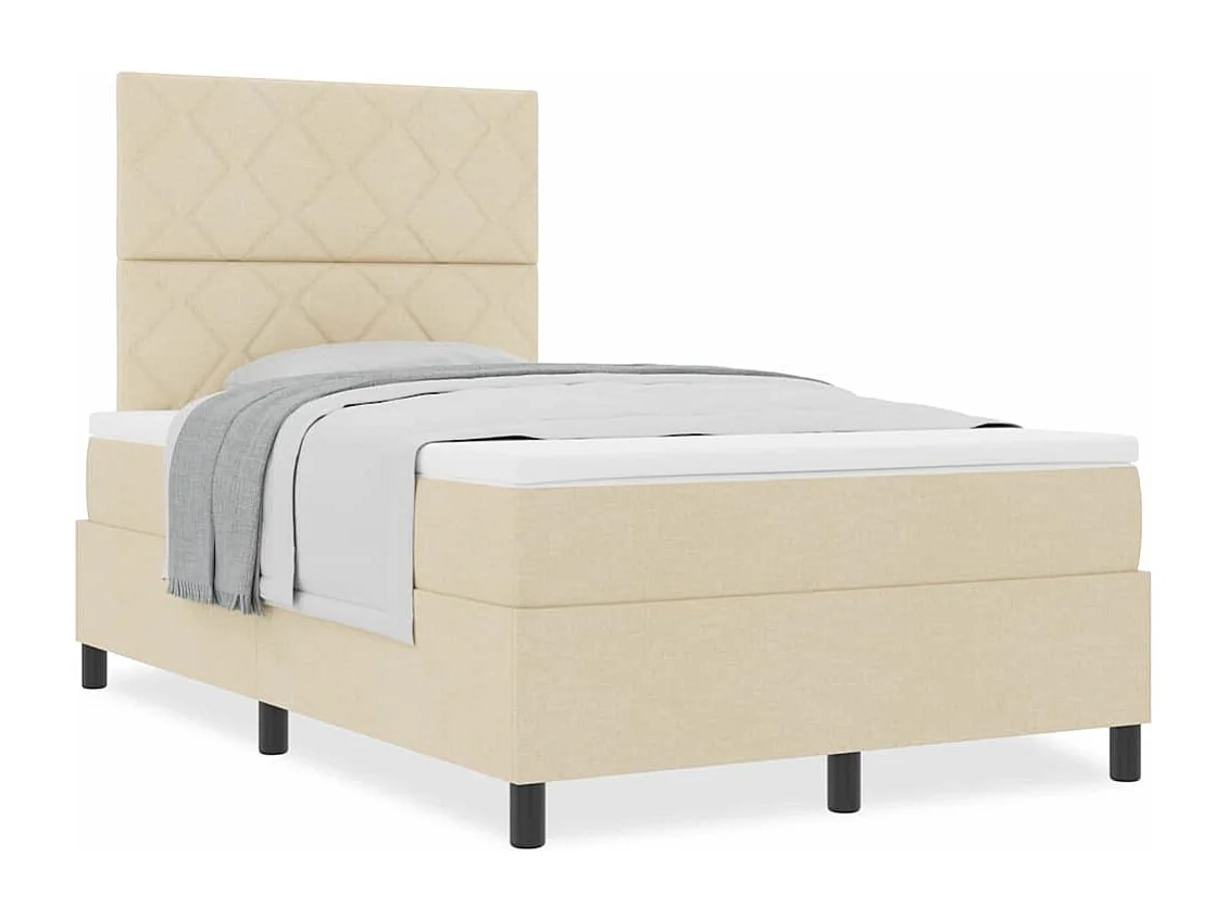 Cadre de lit avec matelas Crème 120 x 200 cm tissu