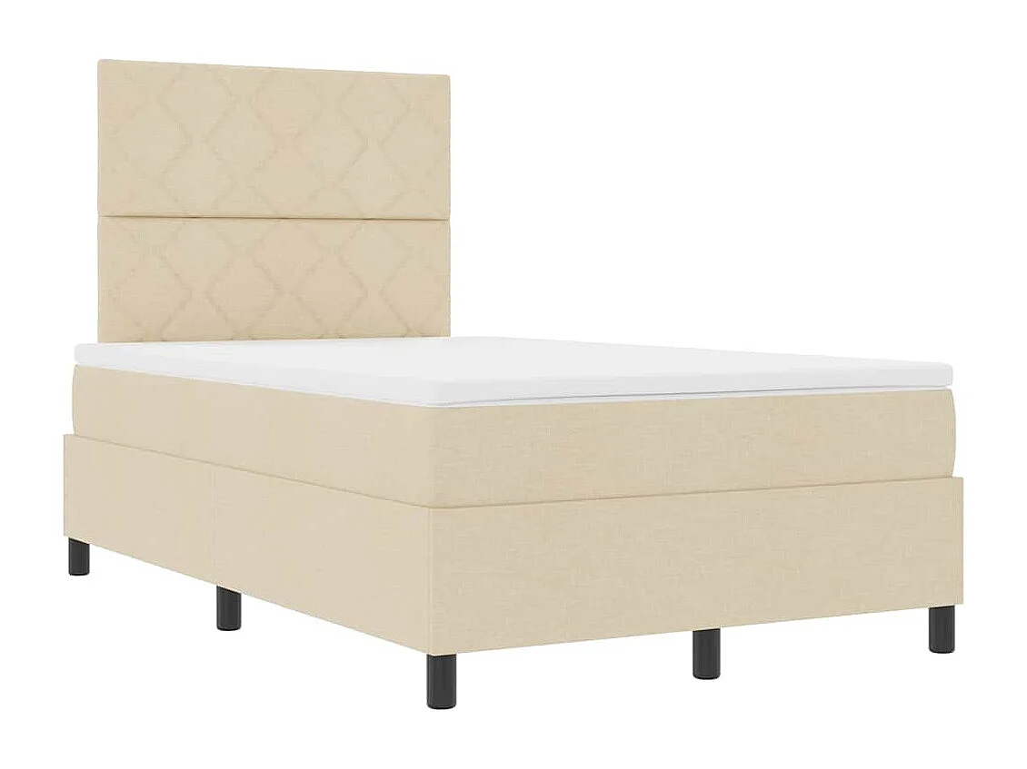 Cadre de lit avec matelas Crème 120 x 200 cm tissu
