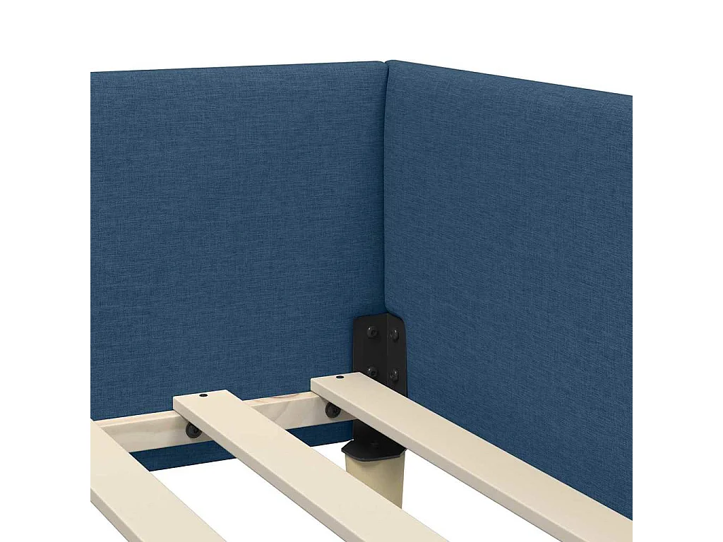 Cadre de lit d'angle Bleu 90 x 200 cm Tissu et bois reconstitué