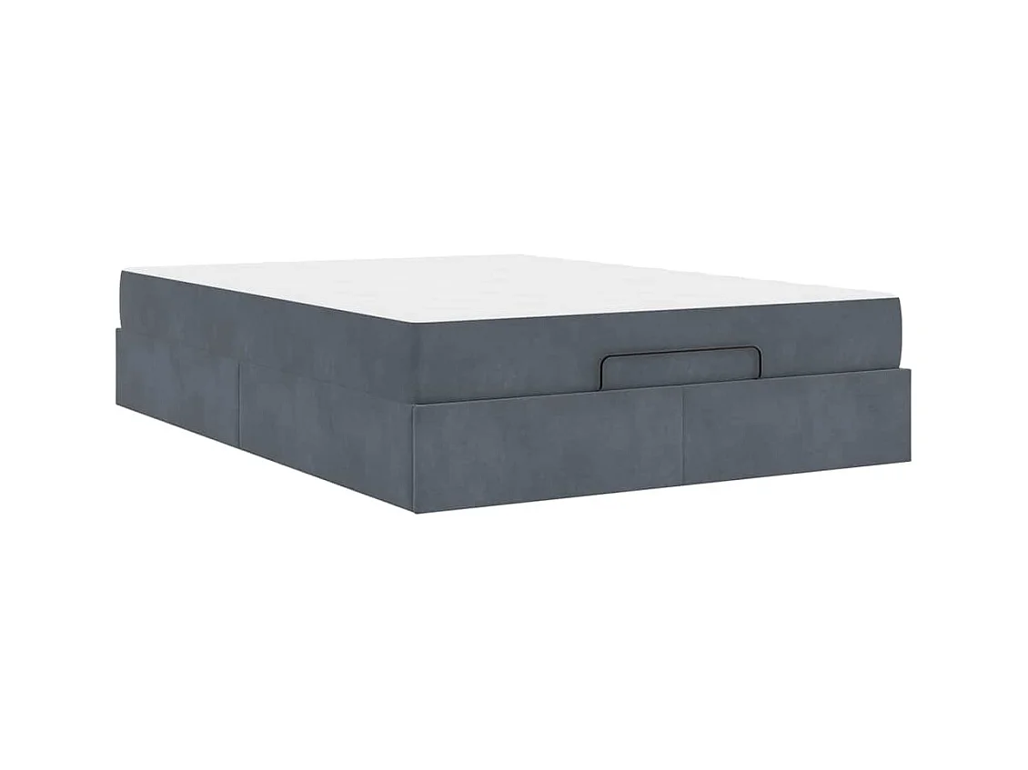 Cadre de lit avec matelas Gris foncé 140 x 200 cm Velours