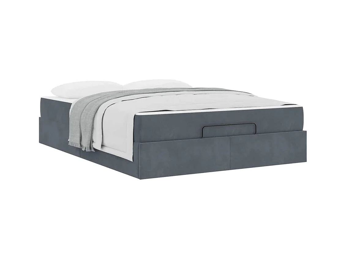 Cadre de lit avec matelas Gris foncé 140 x 200 cm Velours