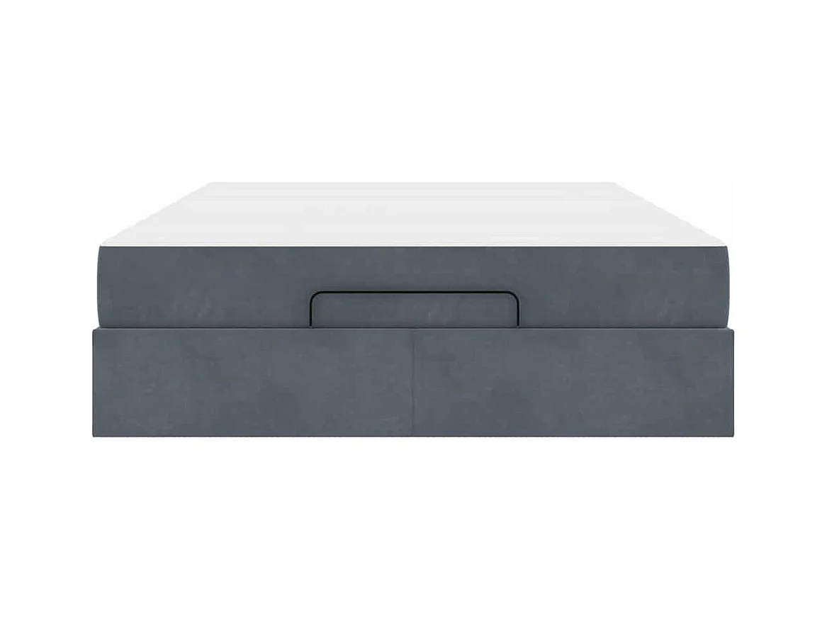 Cadre de lit avec matelas Gris foncé 140 x 200 cm Velours