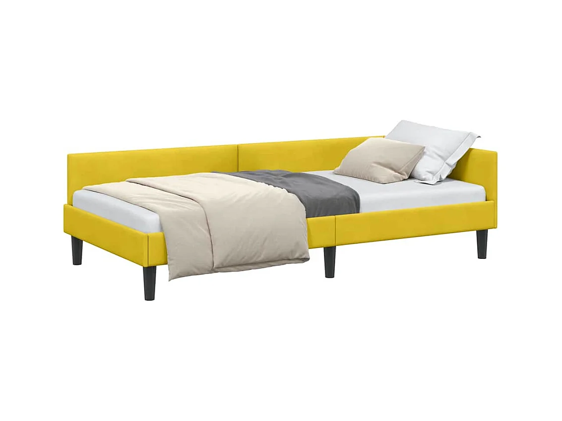 Cadre de lit d'angle avec tête de lit Jaune 90 x 190 cm