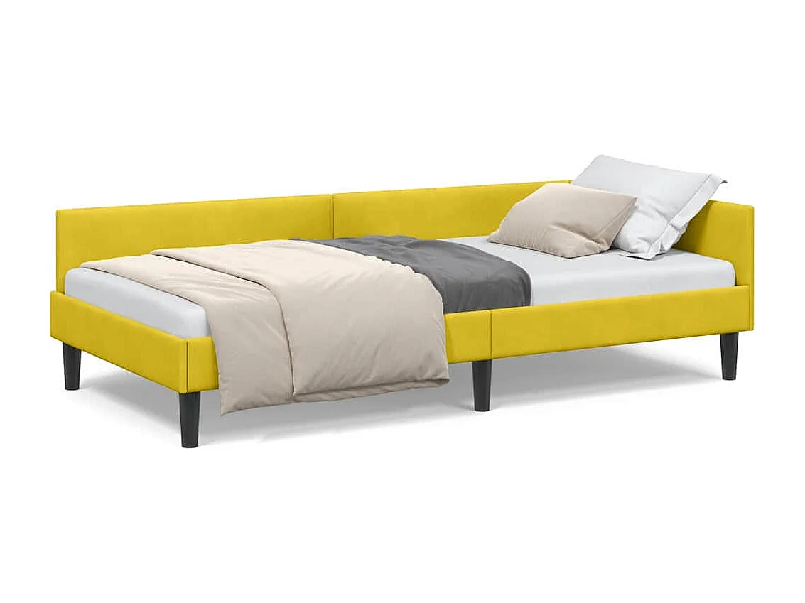 Estructura de Cama Esquinera con cabecera Amarillo 90 x 190 cm
