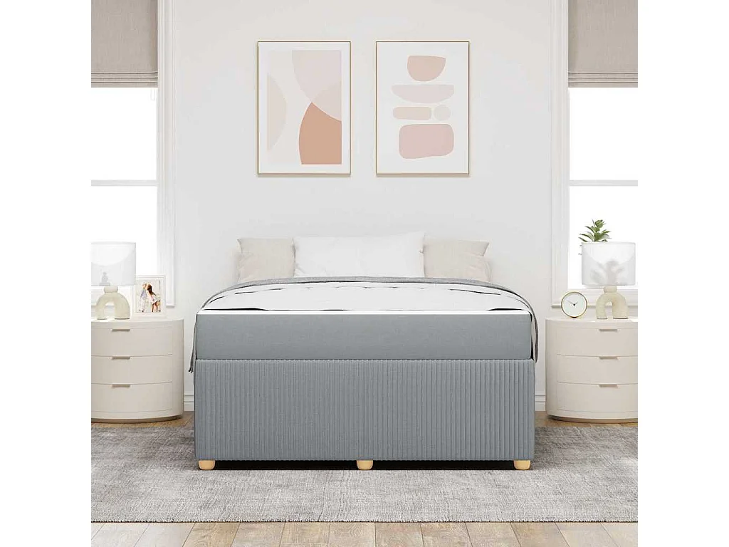 Estructura de cama con colchón Gris claro 140 x 200 cm tela