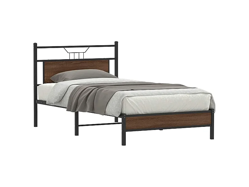 Estructura de cama sin colchón madera marrón roble 100x190 cm