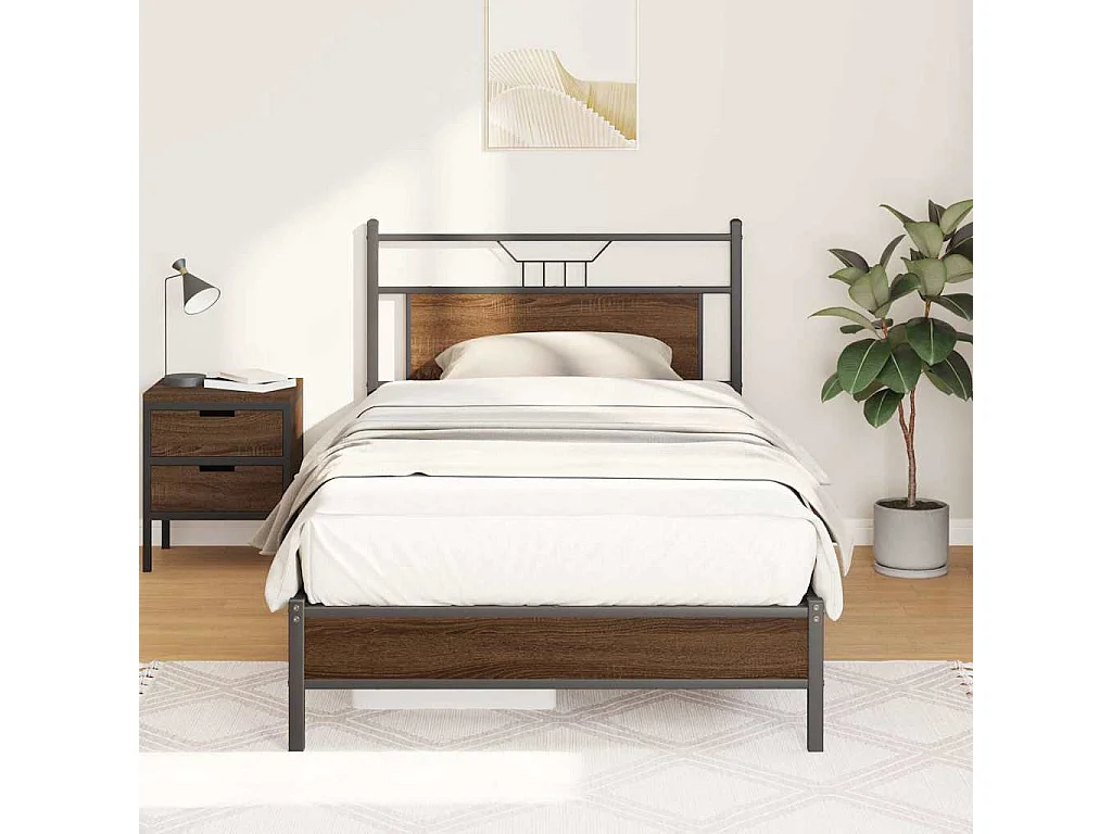 Cadre de lit sans matelas chêne marron 100x190 cm