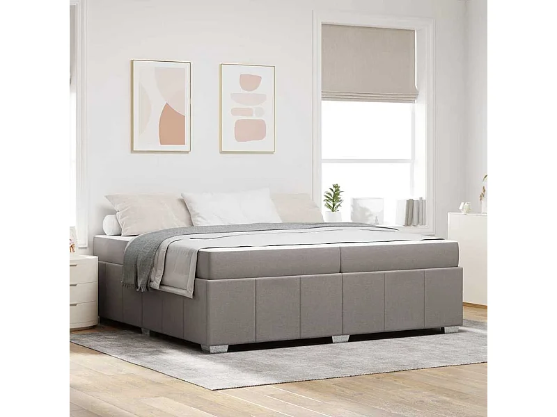 Cadre de lit avec matelas Taupe 200 x 200 cm tissu