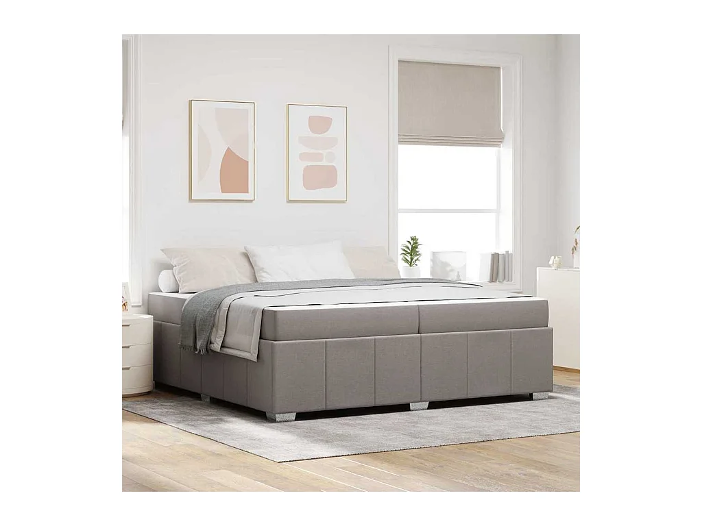 Cadre de lit avec matelas Taupe 200 x 200 cm tissu