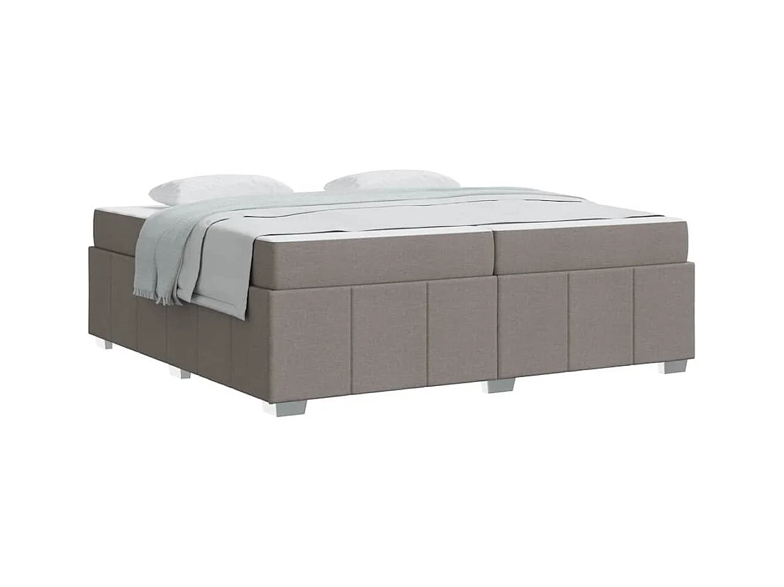 Cadre de lit avec matelas Taupe 200 x 200 cm tissu