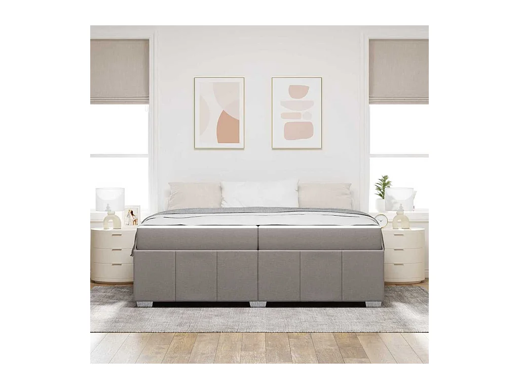 Cadre de lit avec matelas Taupe 200 x 200 cm tissu