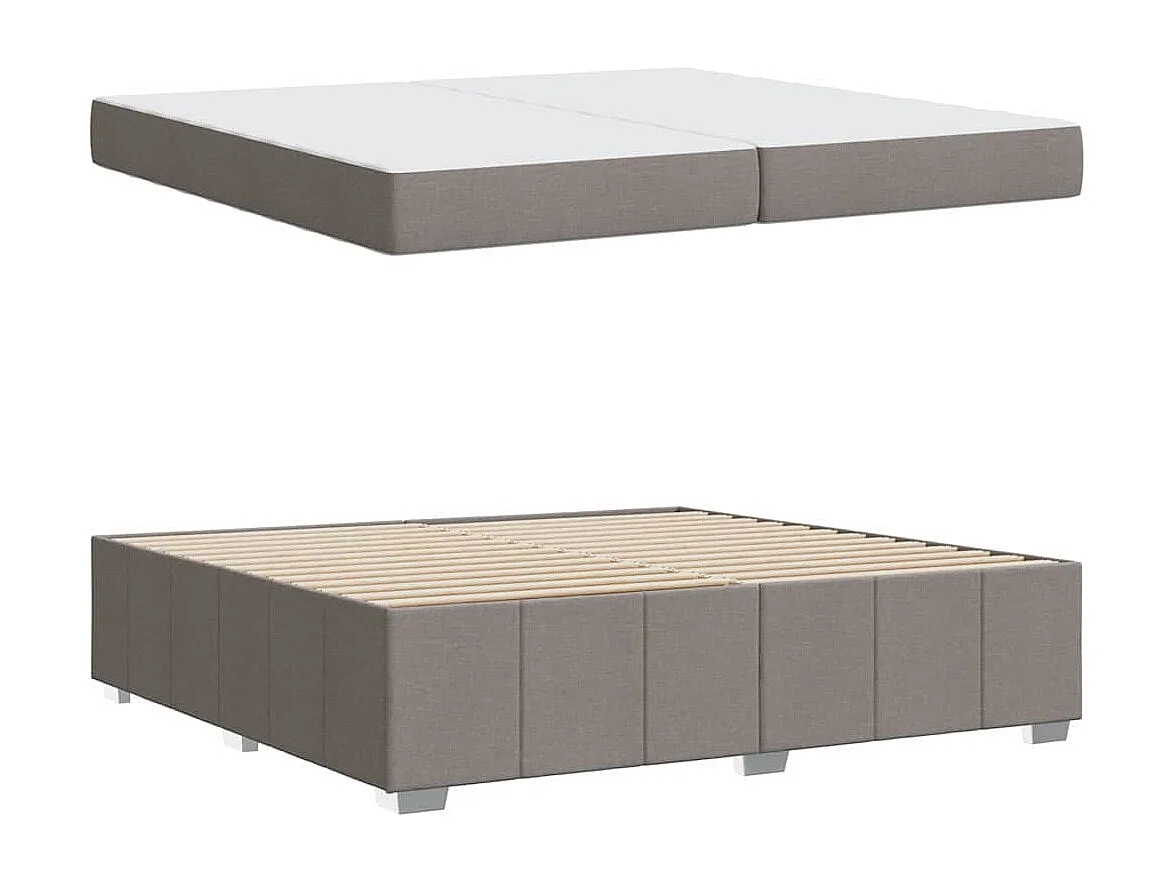 Cadre de lit avec matelas Taupe 200 x 200 cm tissu