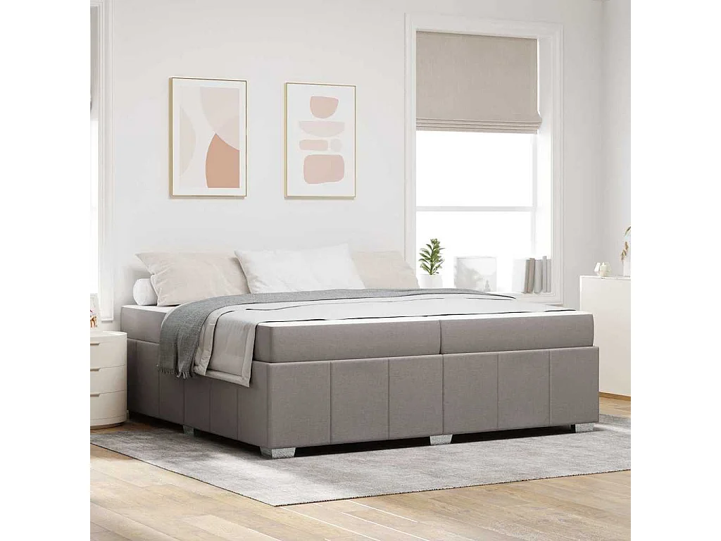 Estructura de cama con colchón Taupé 200 x 200 cm tela