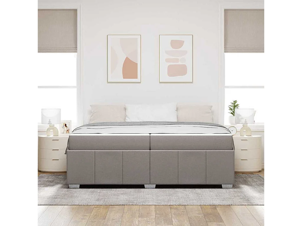 Estructura de cama con colchón Taupé 200 x 200 cm tela