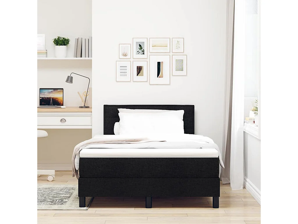Cadre de lit avec matelas avec matelas Noir 120 x 200 cm tissu