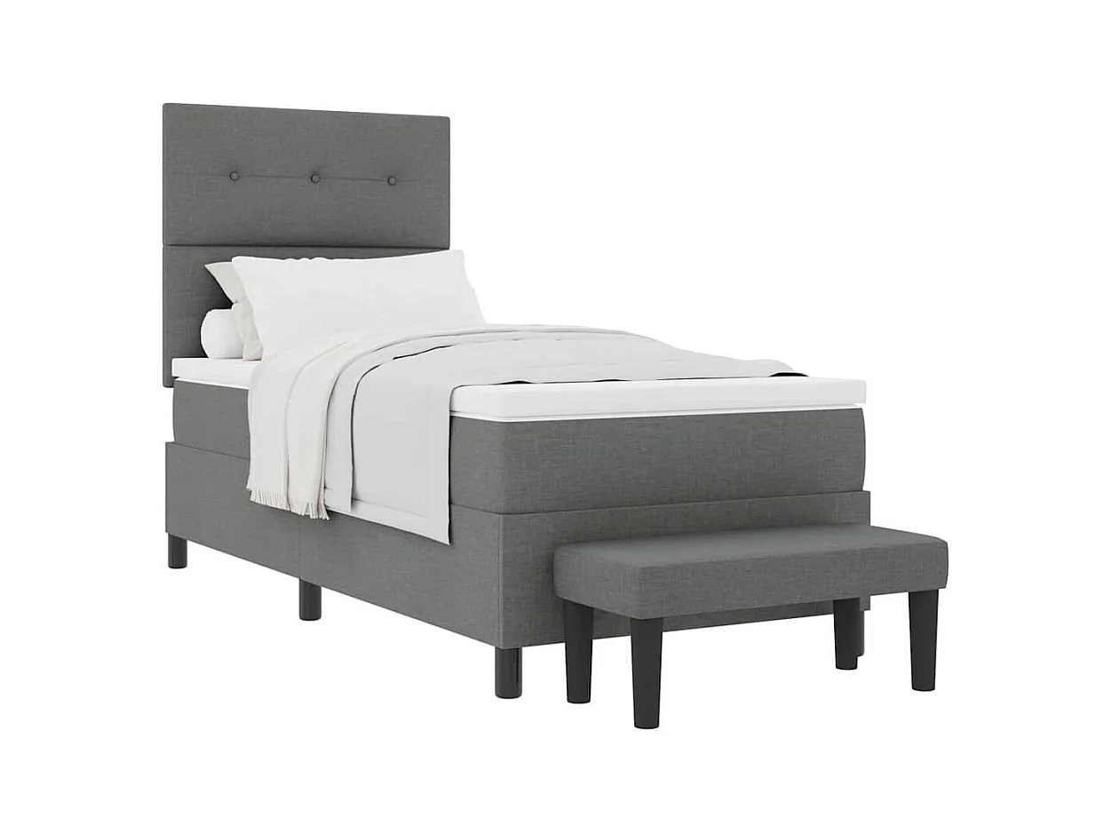 Cama tipo Box Spring con colchón Gris oscuro 100 x 200 cm tela