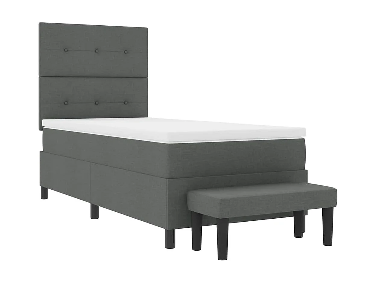 Cama tipo Box Spring con colchón Gris oscuro 100 x 200 cm tela