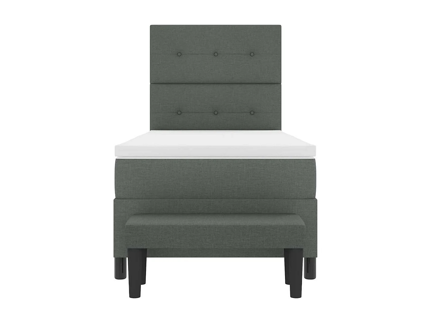 Cama tipo Box Spring con colchón Gris oscuro 100 x 200 cm tela