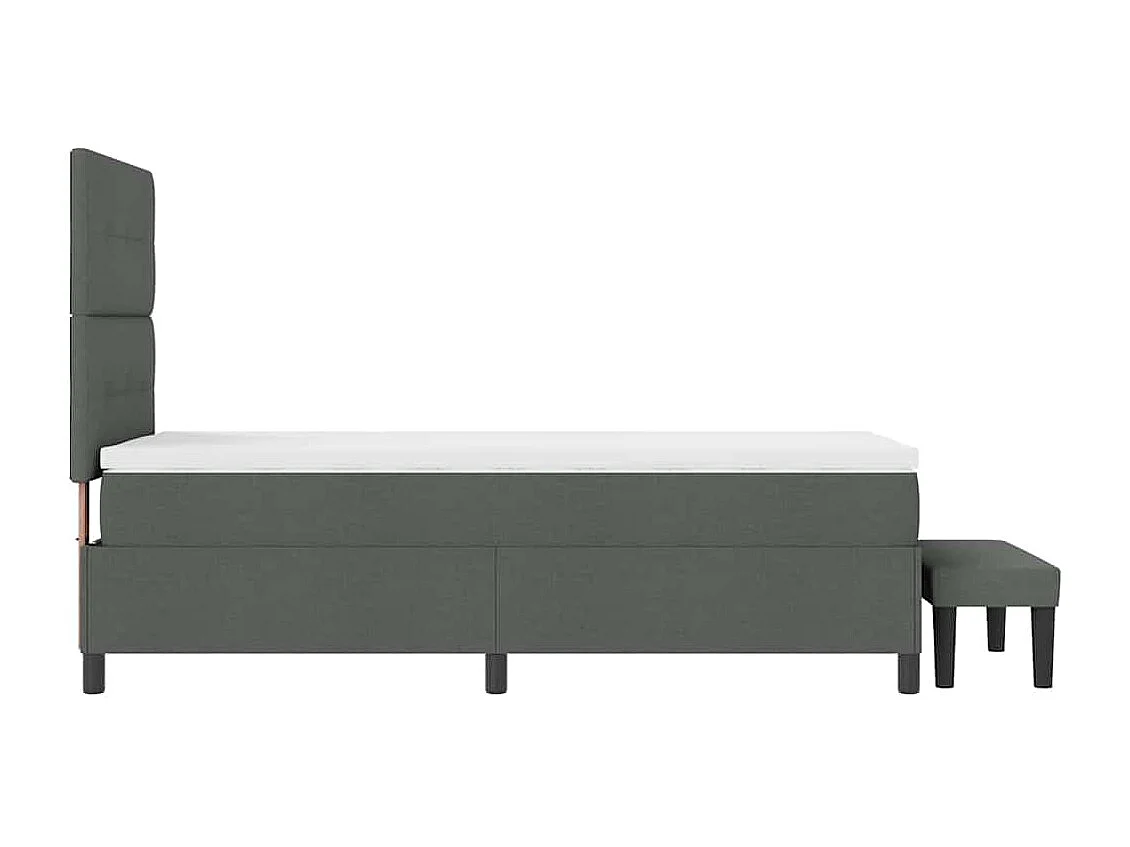 Cama tipo Box Spring con colchón Gris oscuro 100 x 200 cm tela
