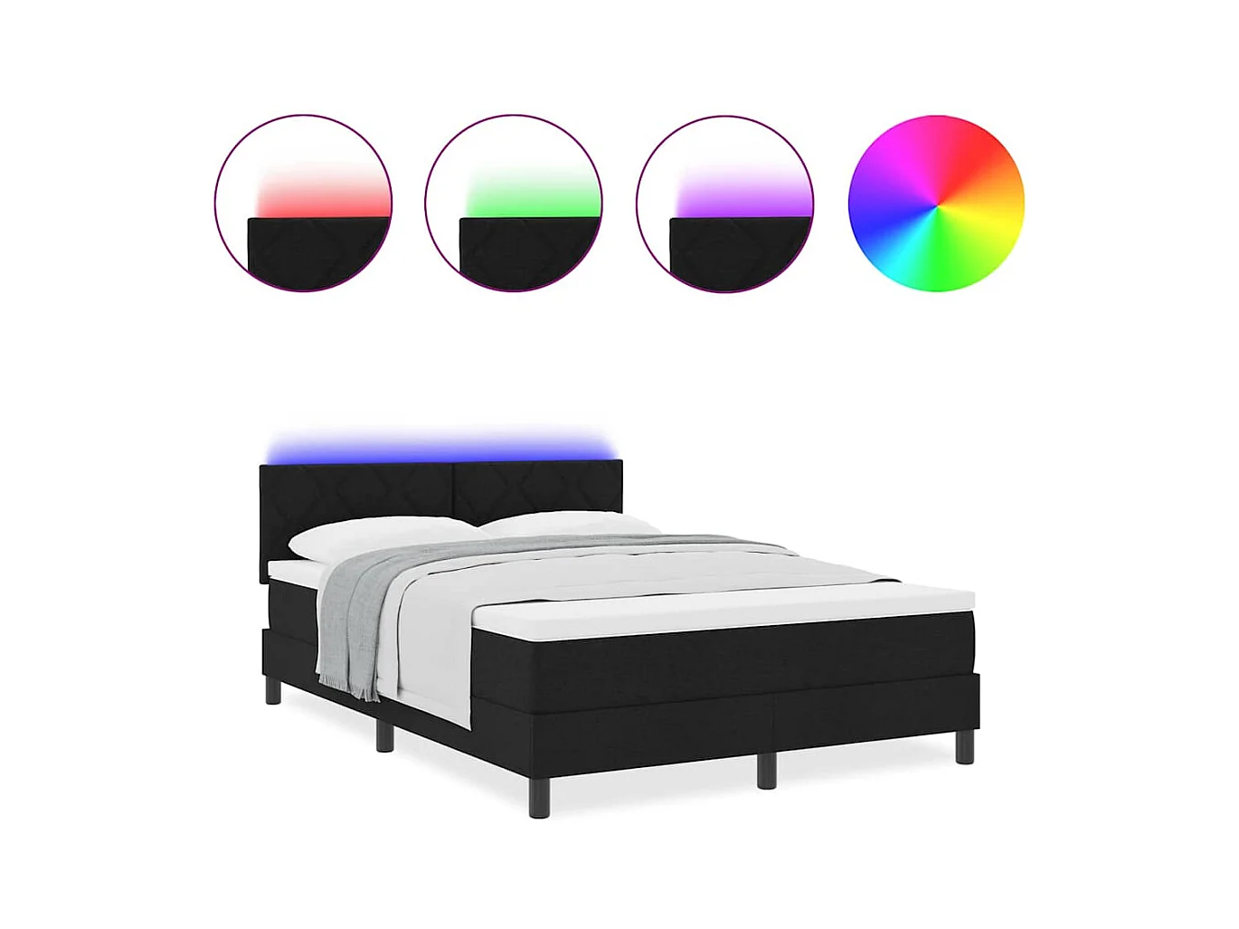 Cadre de lit avec matelas Noir 140 x 200 cm tissu