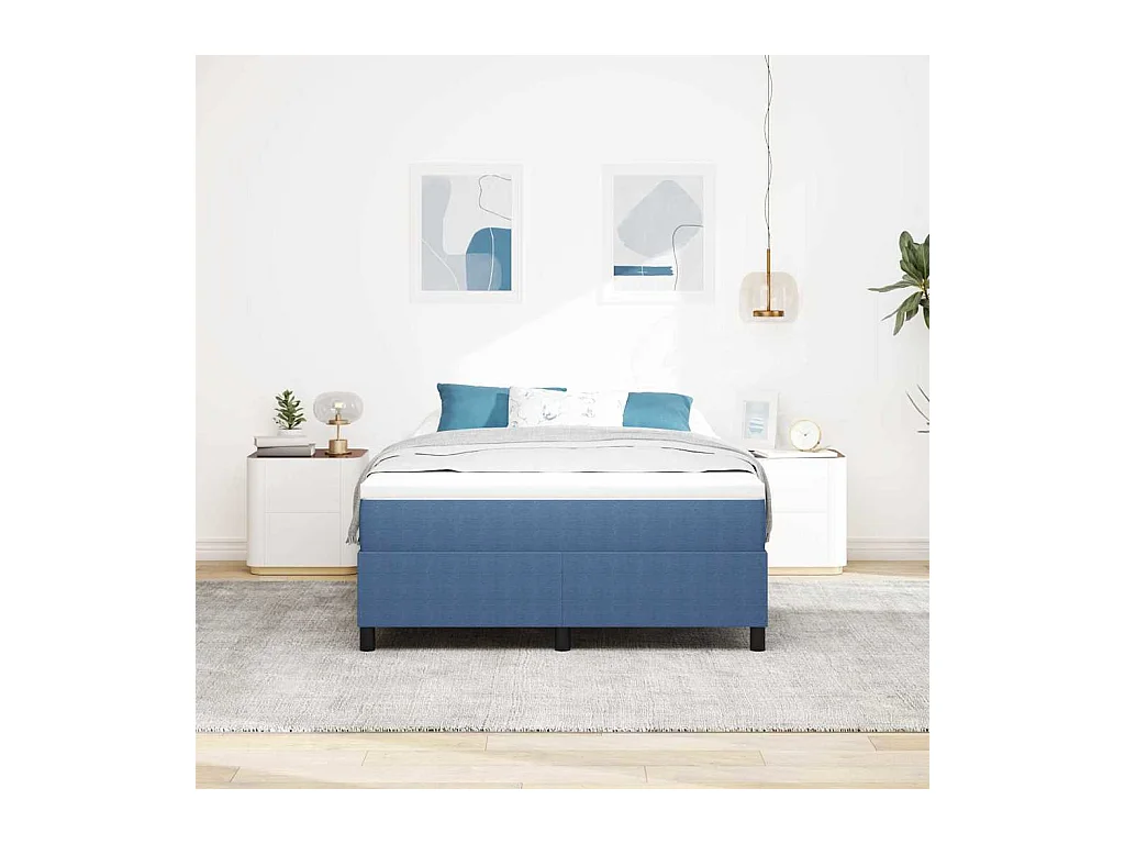 Cadre de lit Bleu 160 x 200 cm Tissu en velours côtelé