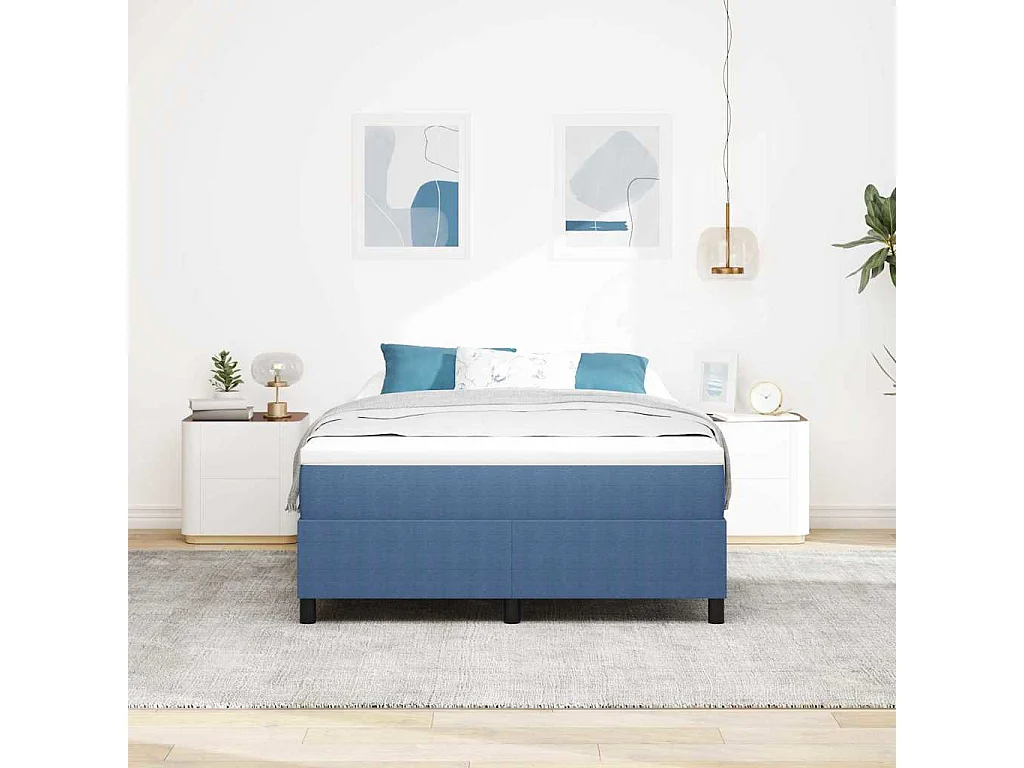 Cadre de lit Bleu 160 x 200 cm Tissu en velours côtelé