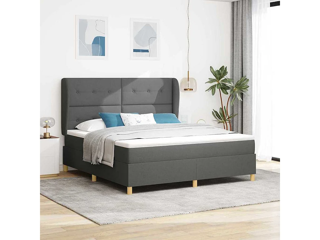 Cadre de lit avec matelas gris foncé 90x190 cm Gris foncé