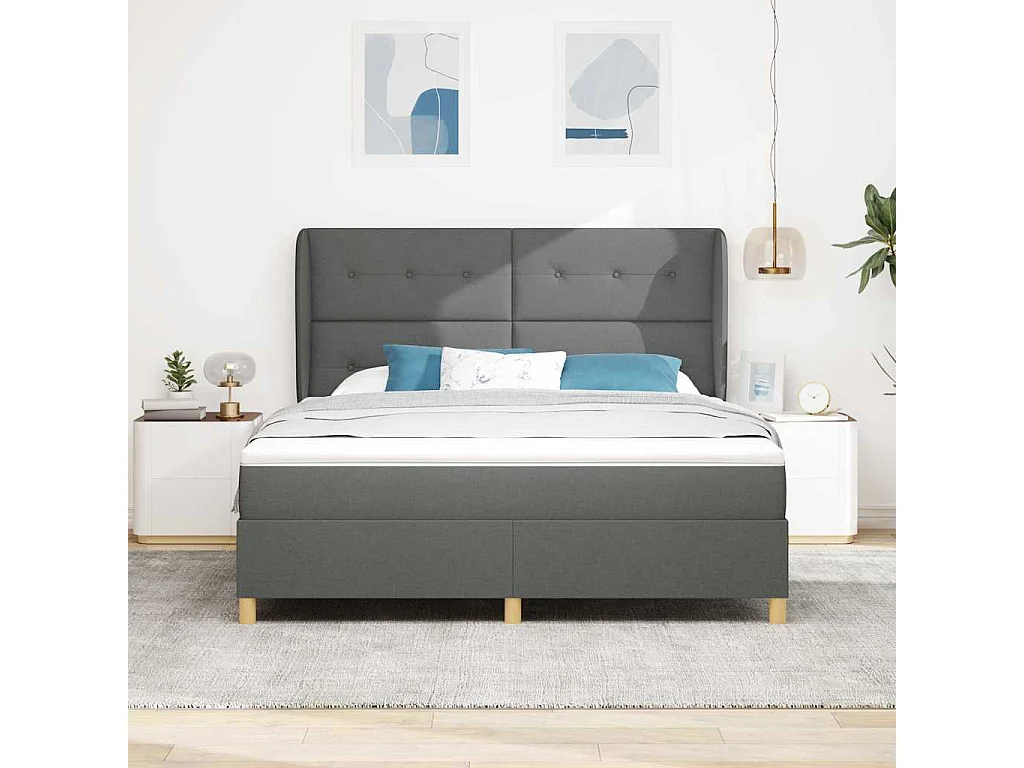 Cadre de lit avec matelas gris foncé 90x190 cm Gris foncé
