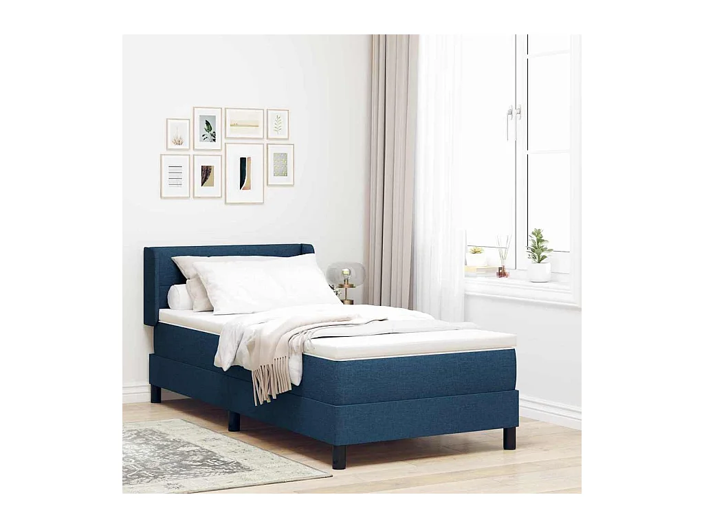 Cama box spring con colchón con colchón Azul 80 x 200 cm