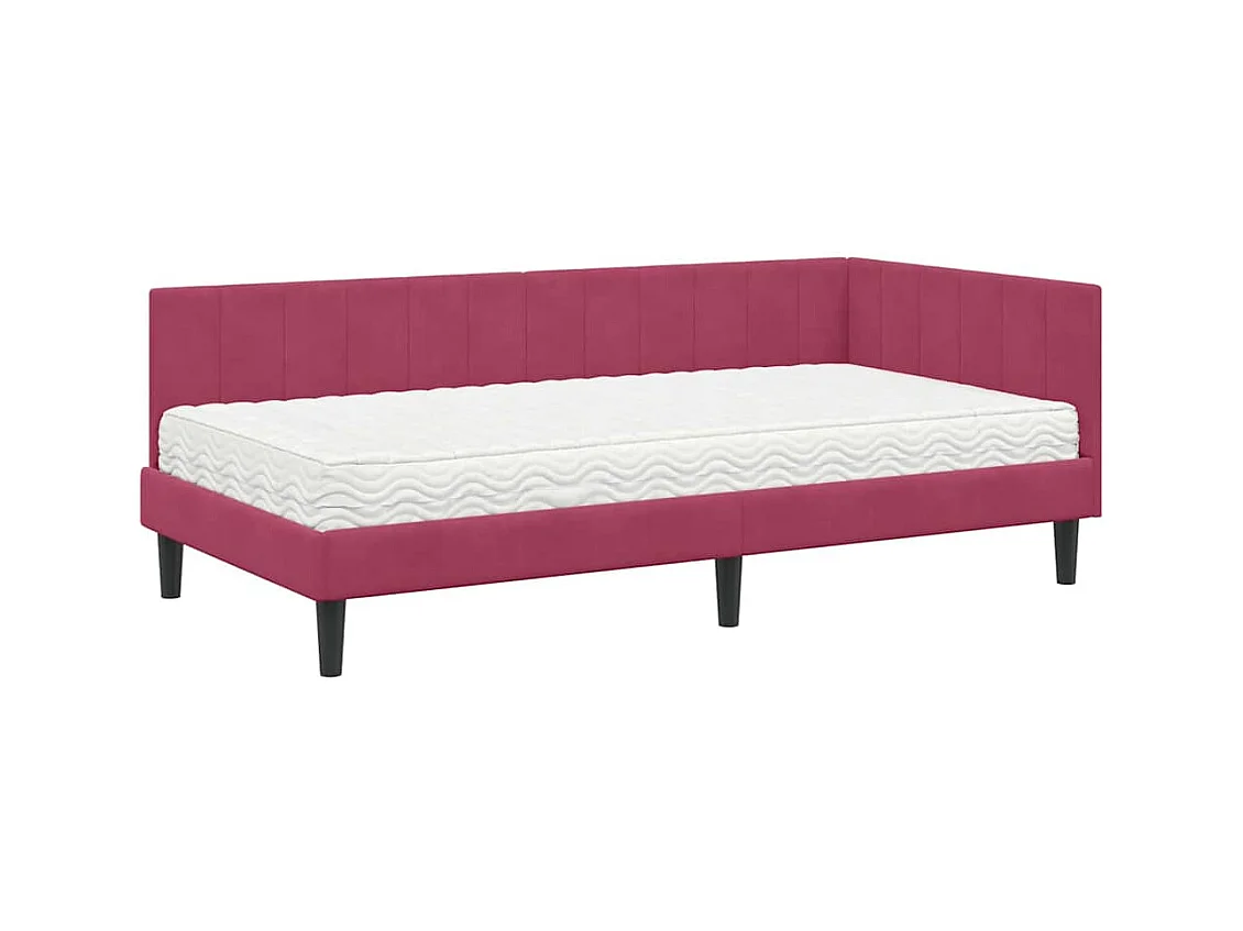 Cadre de lit d'angle Rouge bordeaux 90 x 200 cm Velours
