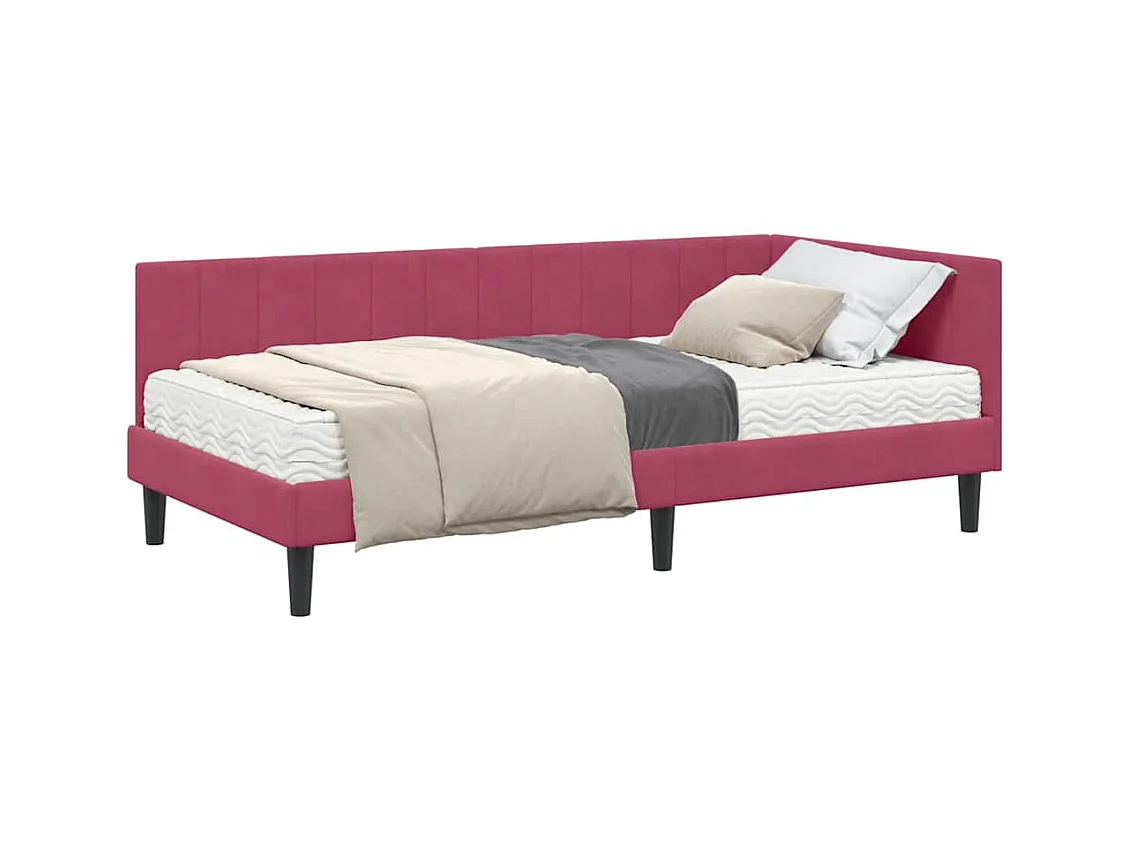 Cadre de lit d'angle Rouge bordeaux 90 x 200 cm Velours