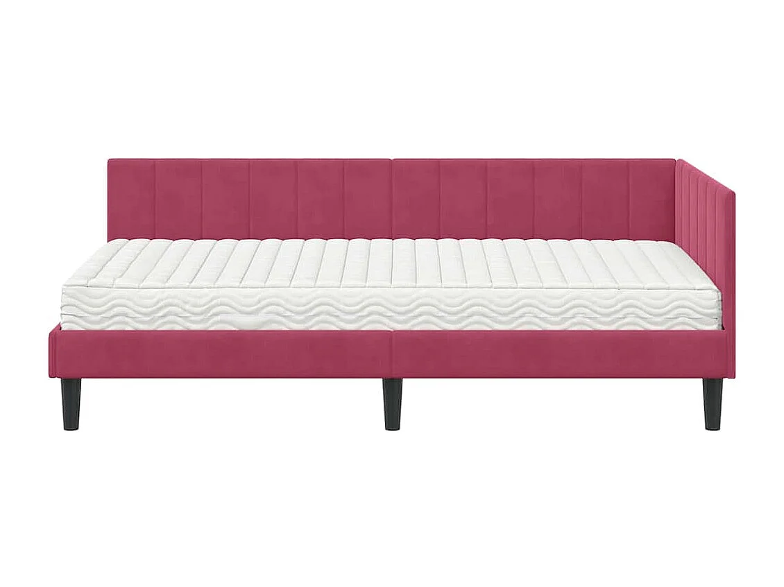 Cadre de lit d'angle Rouge bordeaux 90 x 200 cm Velours