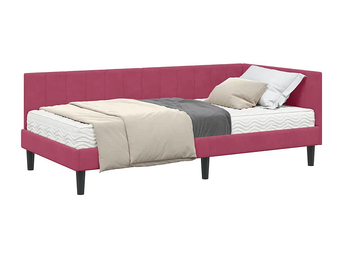 Cadre de lit d'angle Rouge bordeaux 90 x 200 cm Velours