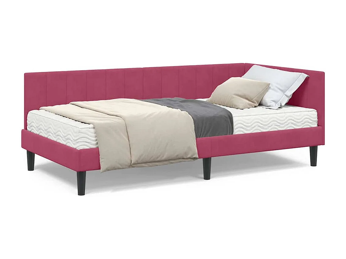 Cadre de lit d'angle Rouge bordeaux 90 x 200 cm Velours