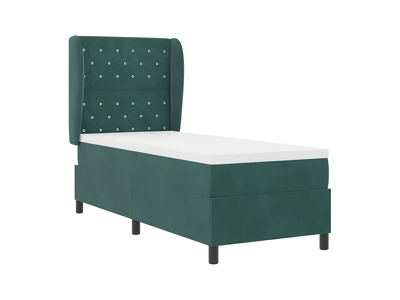 Cadre de lit avec matelas Vert foncé 80 x 200 cm Velours