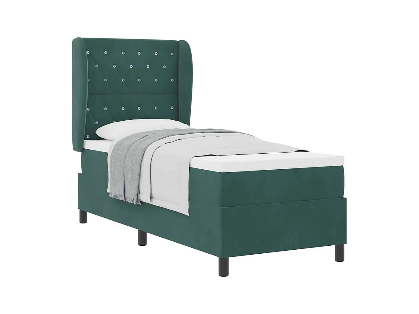 Cadre de lit avec matelas Vert foncé 80 x 200 cm Velours